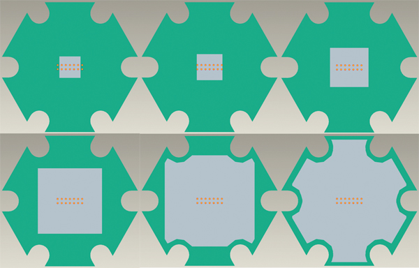FR-4 PCB with 14 thermal vias and varying bottom thermal pad widths FR-4 PCB